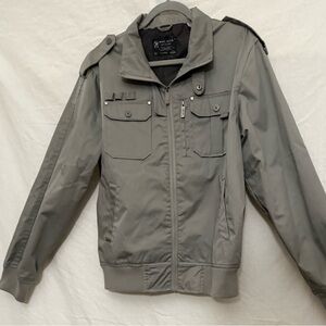 Marc Ecko Cut & Sew Men’s Gray Utility Jacket Large Y2K Streetwear Bomber NWOT